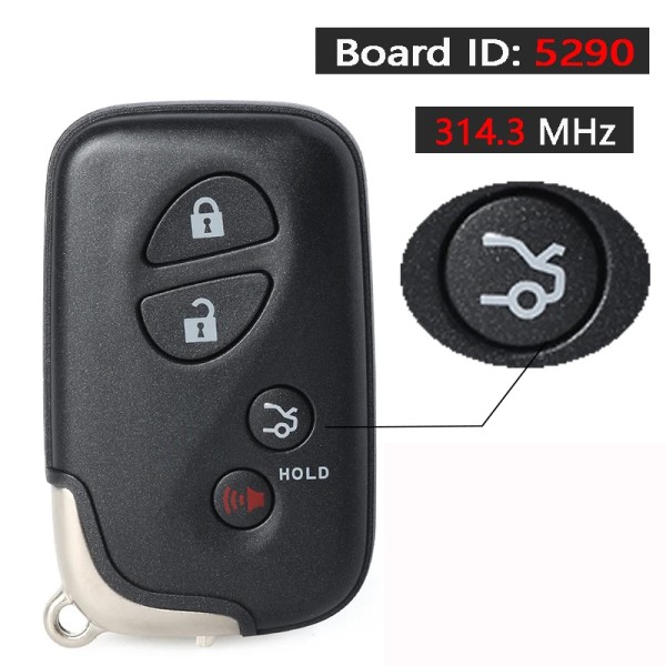 2010-2014 Lexus / 4-Button Smart Key w/ Hatch / PN: 89904-50F90 / HYQ14ACX / GNE Board 5290 (AFTERMARKET)